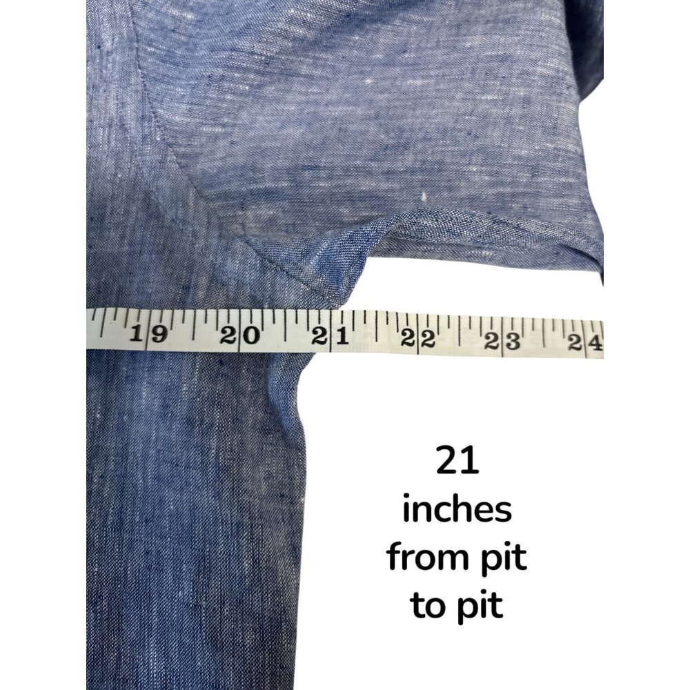 Massimo Dutti Blue 100% Linen Button-Up Shirt | Long Sleeve Lightweight Classic - Picture 4 of 5